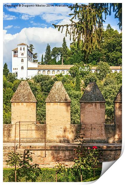 Gardens of La Alhambra Print by Dragomir Nikolov