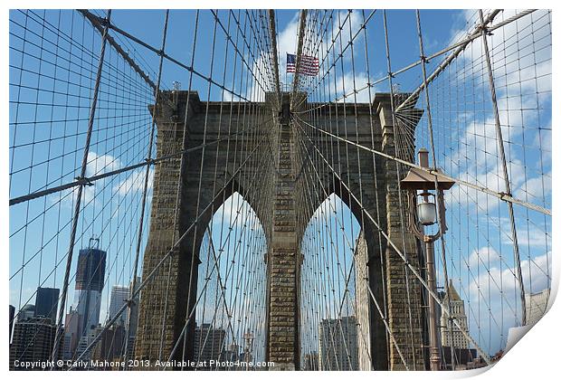 Brooklyn Bridge New York Print by Carly Mahone