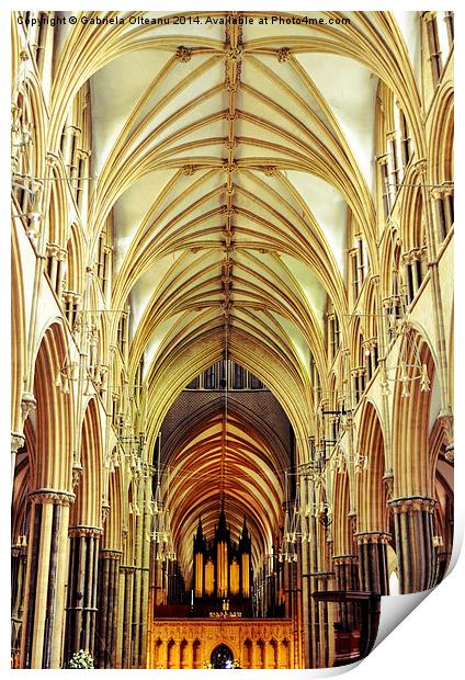 Lincoln Cathedral Print by Gabriela Olteanu