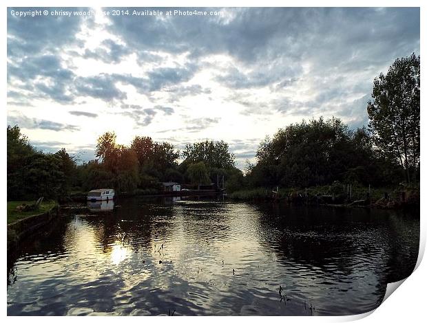  evening falls on the waveney Print by chrissy woodhouse