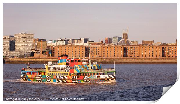 Mersey Ferry and Liverpool Catholic Cathedral Print by Andy McGarry