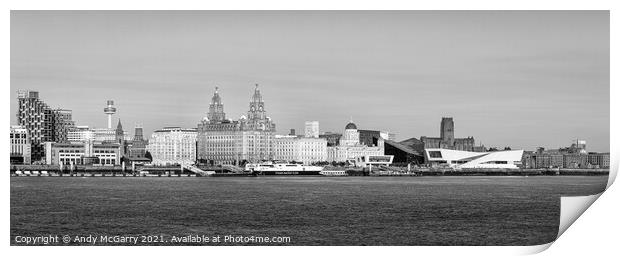 Liverpool Waterfront B&W pano Print by Andy McGarry