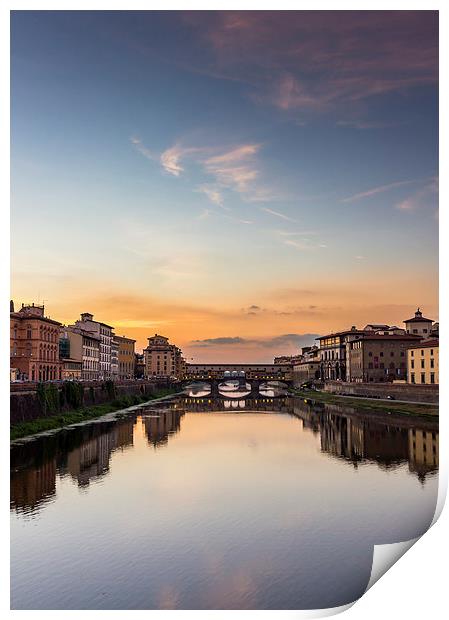 Florence - Ponte Vecchio  River Arno Print by Andy McGarry