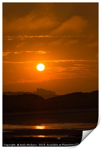 Bamburgh Castle Sunset Print by Andy McGarry