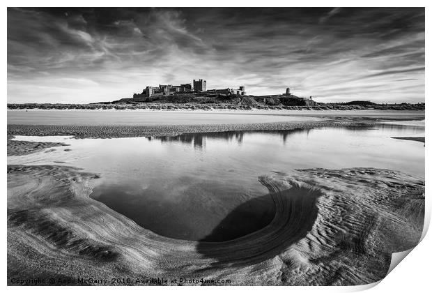 Bamburgh Castle Black & White Print by Andy McGarry