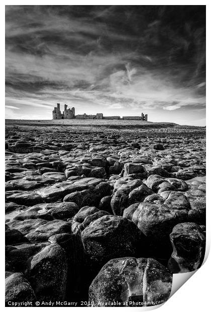 Dunstanburgh Castle at low tide Print by Andy McGarry