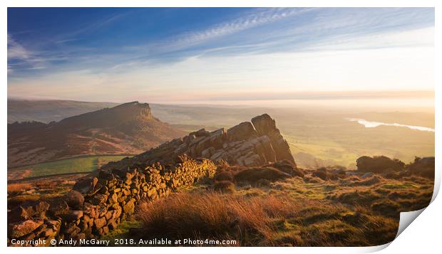 The Roaches Winter Sunset Print by Andy McGarry