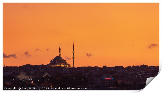 Red Sunset over Istanbul Print by Andy McGarry
