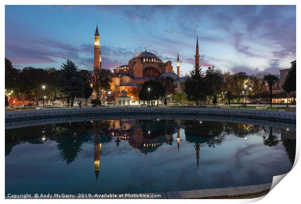 Hagia Sophia in pre dawn light Print by Andy McGarry