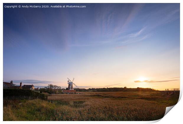 Windmill Sunset Print by Andy McGarry