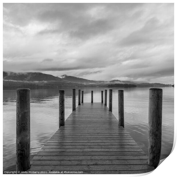 Derwent Water Jetty before Dawn Print by Andy McGarry