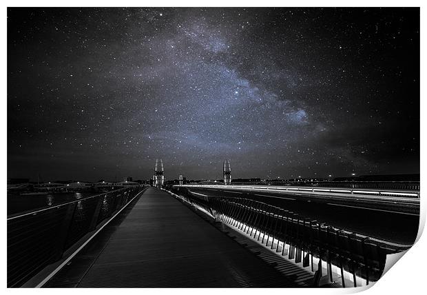 Twin Sails Bridge under the Milky Way Print by Daniel Rose