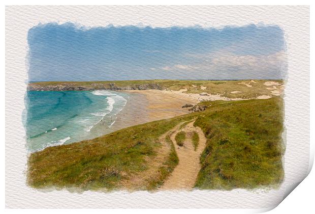 South West Coast Path to Perranporth Print by Malcolm McHugh