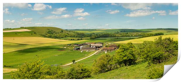 Farming in the South Downs National Park. Print by Malcolm McHugh