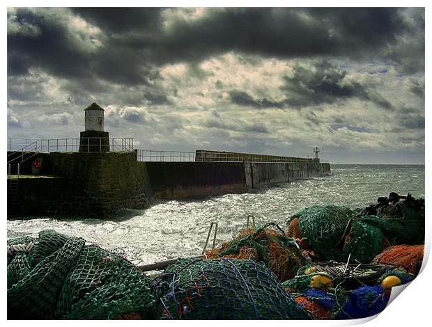 Storm at Pittenweem Harbour Print by Edward Burns
