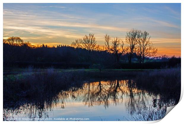 Sunset over the river Print by Stephen Prosser
