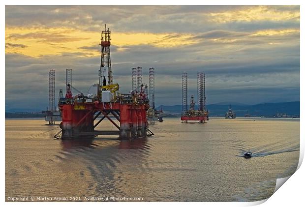 Oil Drilling Platforms at Invergordon on the Cromarty Firth Print by Martyn Arnold