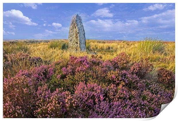 Millennium Stone, Danby High Moor, North York Moors Print by Martyn Arnold