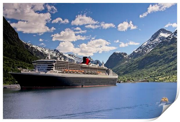 Queen Mary 2 Cruise Ship in Olden, Norway Print by Martyn Arnold
