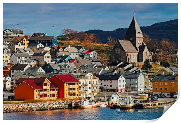 Kristiansand Town and Church Norway Print by Martyn Arnold