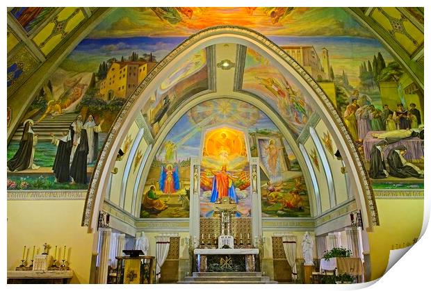 Church Fresco Paintings - St. Amelie Church Baie-Comeau Quebec Print by Martyn Arnold