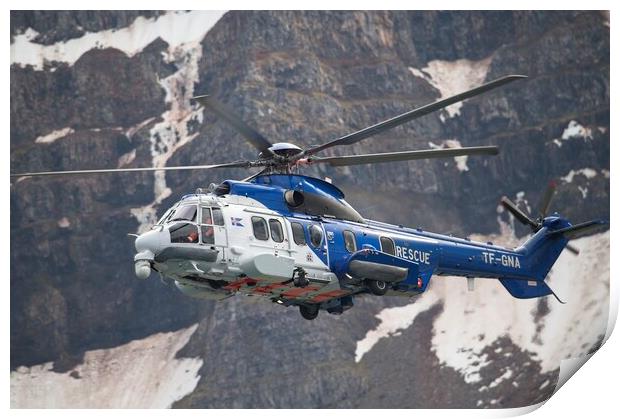 Coastguard Helicopter Aérospatiale AS 332L1 Super Puma Print by Martyn Arnold