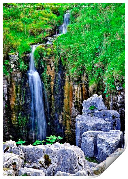 Waterfall at The Buttertubs, Swaledale, Yorkshire Print by Martyn Arnold