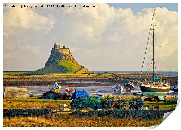 Holy Island and Lindisfarne Castle Print by Martyn Arnold