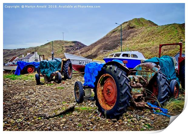 Fishing Boats and Tractors at Saltburn-by-the-Sea Print by Martyn Arnold