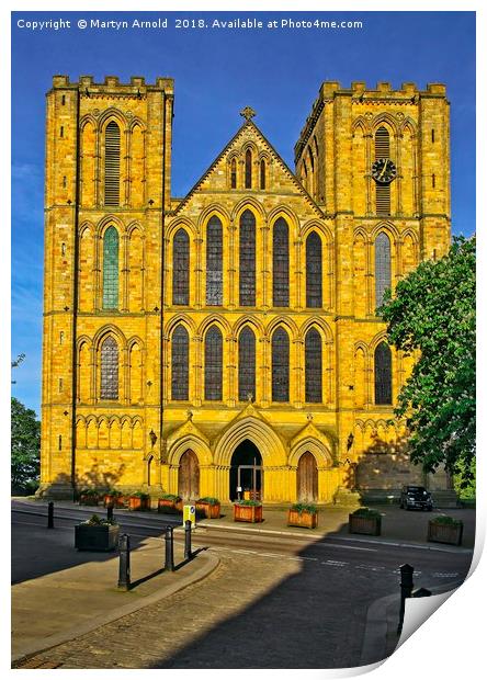 Ripon Cathedral west front in Evening Light Print by Martyn Arnold