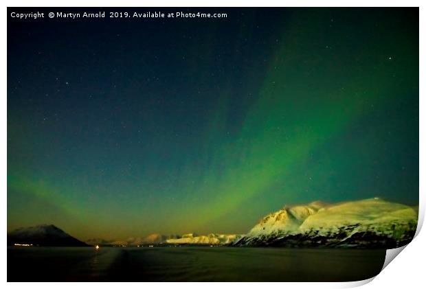 Northern Lights Aurora near Tromso in Norway Print by Martyn Arnold