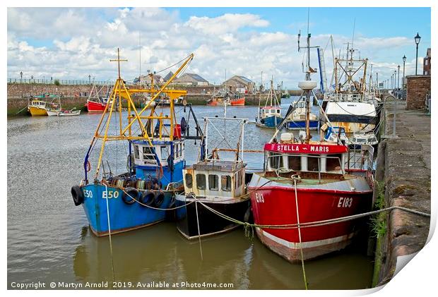 Fishing Boats in Harbour at Maryport, Cumbria Print by Martyn Arnold