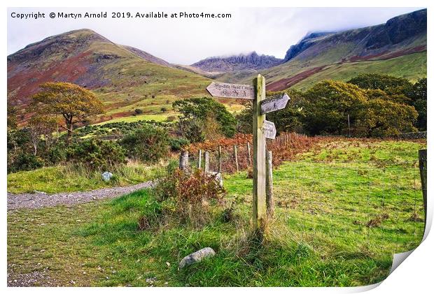 Footpath from Wast Water to Scafell Pike Print by Martyn Arnold