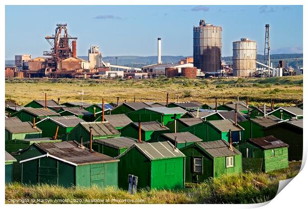 Redcar Steelworks and Fishermen's Huts Print by Martyn Arnold