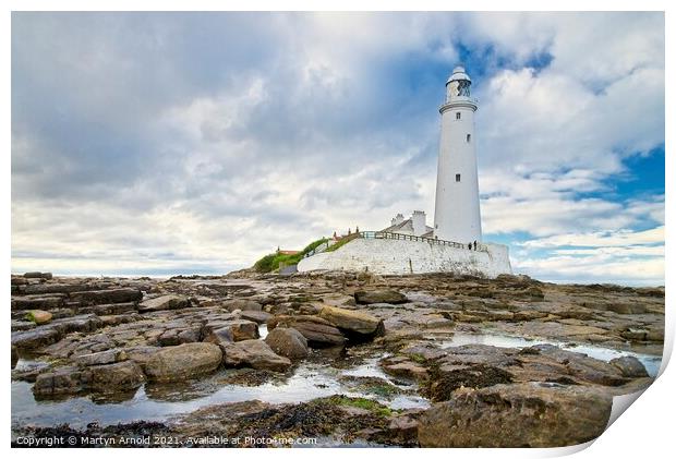 St Marys Lighthouse, Whitley Bay, Tyne and Wear Print by Martyn Arnold
