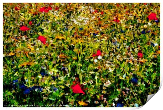 Spring flower meadow Co. Durham - photo based digital art Print by Martyn Arnold