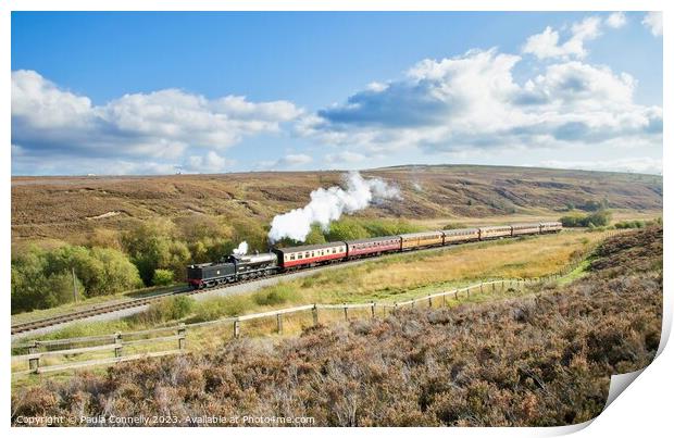 Steaming over the moors Print by Paula Connelly
