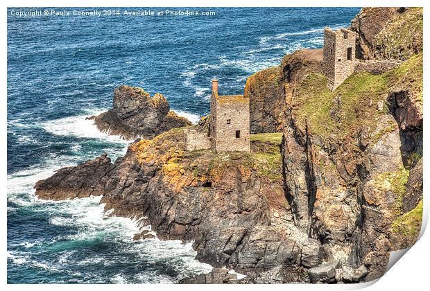 Cornish Engine Houses Print by Paula Connelly