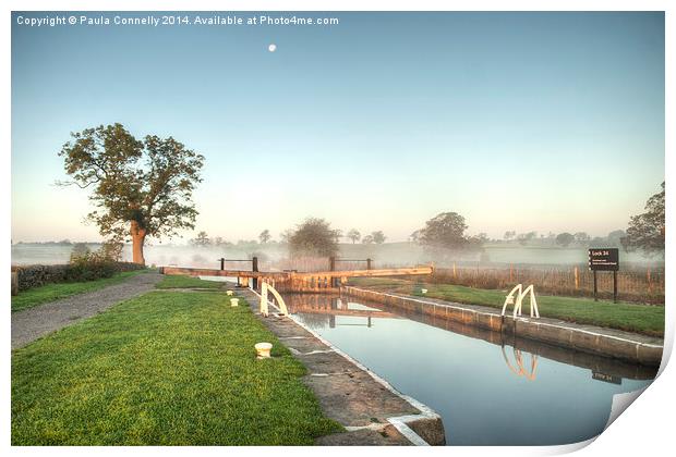 Dawn on the Leeds & Liverpool Canal Print by Paula Connelly