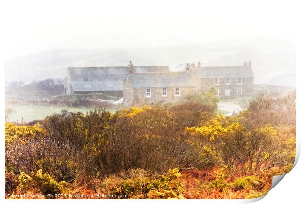 Cornish Farmhouse in Gorse Print by Jean Gill