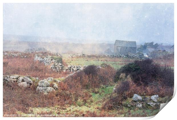 Cornish Landscape with Cottage Print by Jean Gill