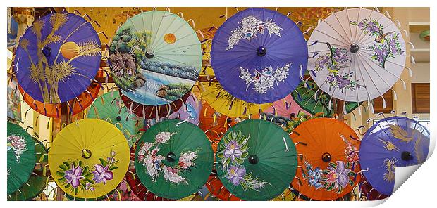 Ornate Thai Paper Umbrellas Print by colin chalkley