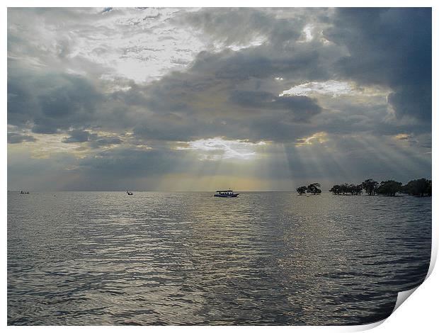 Storm Clouds Over Tonle Sap Lake Print by colin chalkley