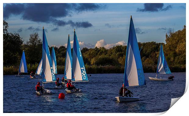 Dinghy Sailing at Dinton Pastures Print by colin chalkley