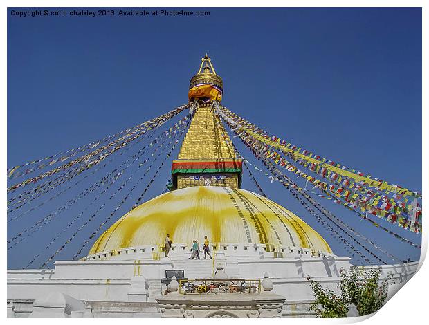 Buddhist stupa of Boudhanath Print by colin chalkley