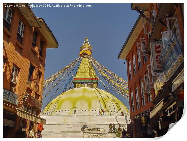 Boudhanath Stupa, Kathmandu Print by colin chalkley