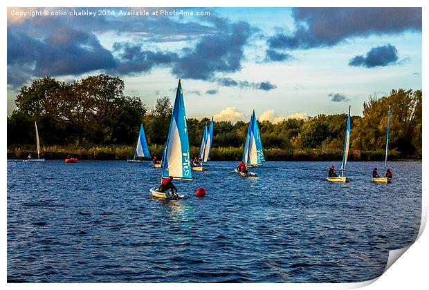 Sailing in Dinton Pastures Print by colin chalkley