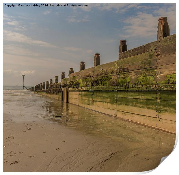 Breakwater at West Wittering Print by colin chalkley