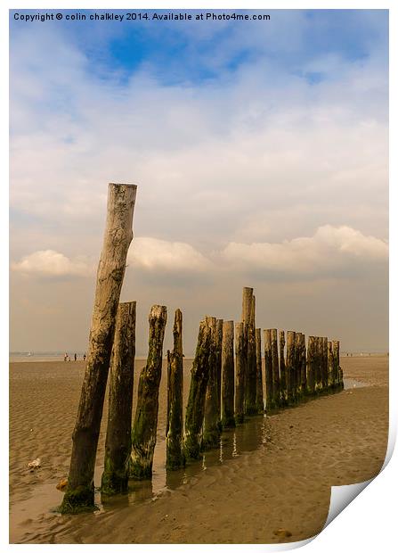 Mid Beach Breakwater at West Wittering Print by colin chalkley