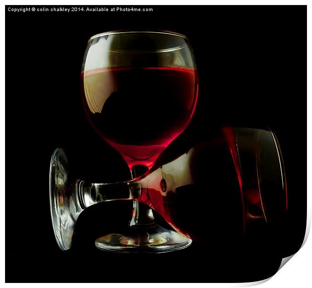 Two Glasses of Red Wine Print by colin chalkley